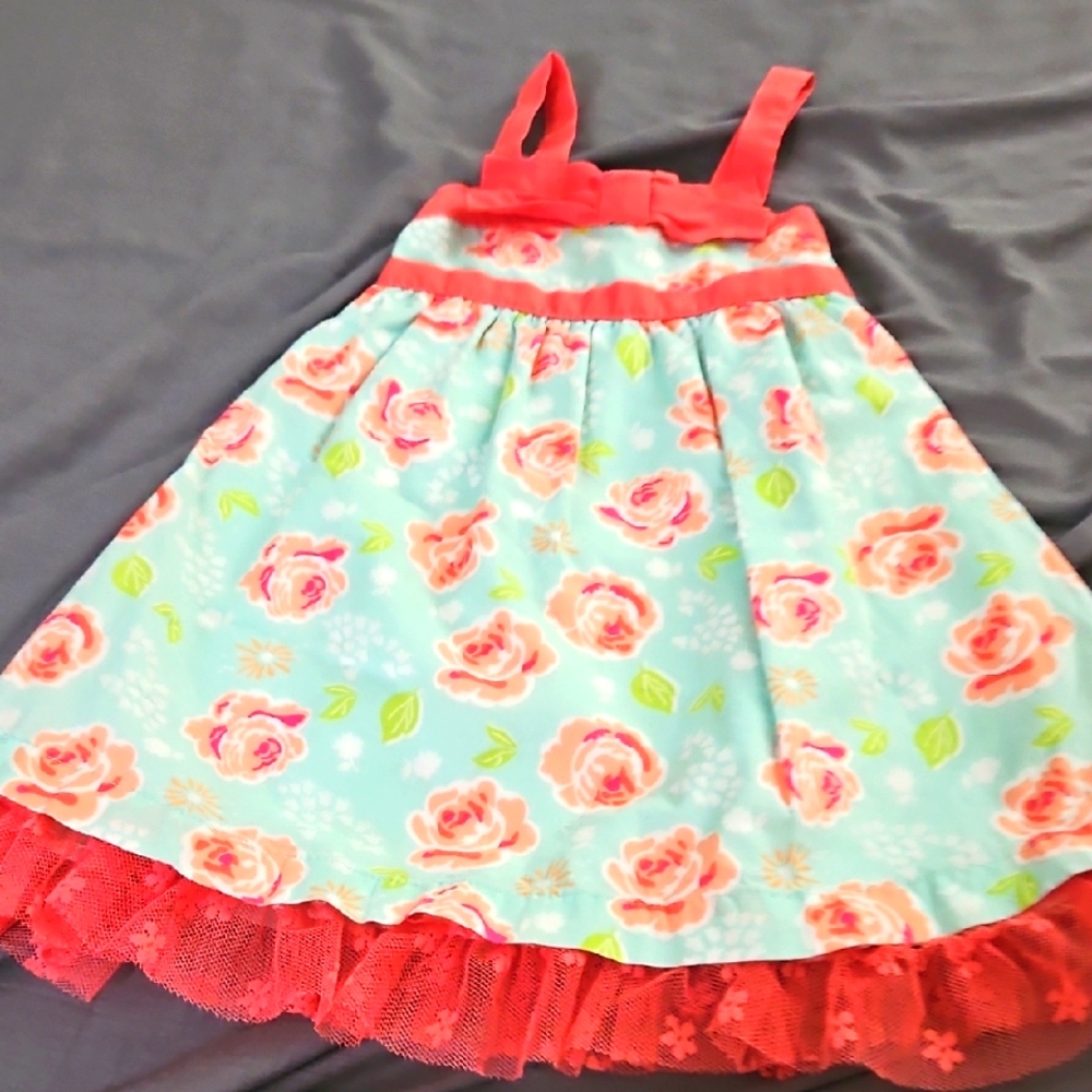 Penelope Mack Size 2T Floral Dress with Red Accents